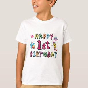1歳の子供B日の願いのための幸せな1番目の誕生日 Tシャツ