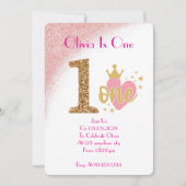 1歳の少女誕生日招待状 招待状 (正面)
