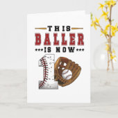 1歳の少年の誕生日祝い野球選手 カード (黄色い花)