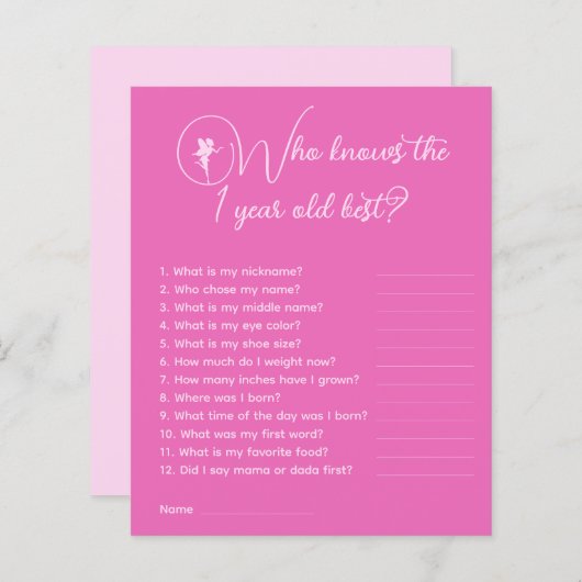 1歳の最高のパーティーゲームを知る妖精 (正面/裏面)