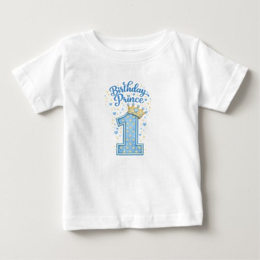1歳の王子様のバースデーTシャツ ベビーTシャツ (正面)