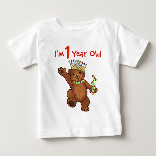 1歳の王室のなくまの誕生日 ベビーTシャツ (正面)