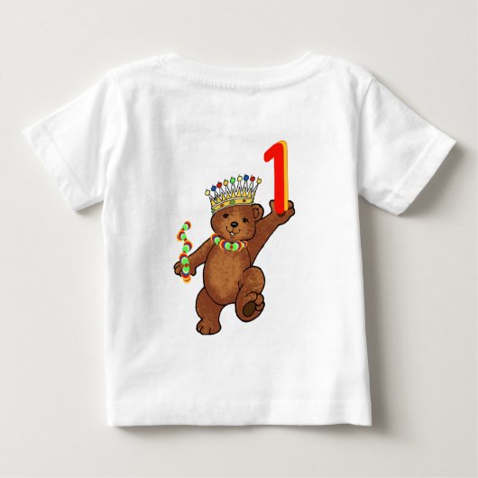 1歳の王室のなくまの誕生日 ベビーTシャツ (裏面)