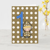 1歳の男の子のバースデー・カード カード (黄色い花)