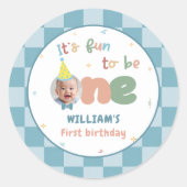 1歳の男の子の誕生日おめでとう ラウンドシール (正面)