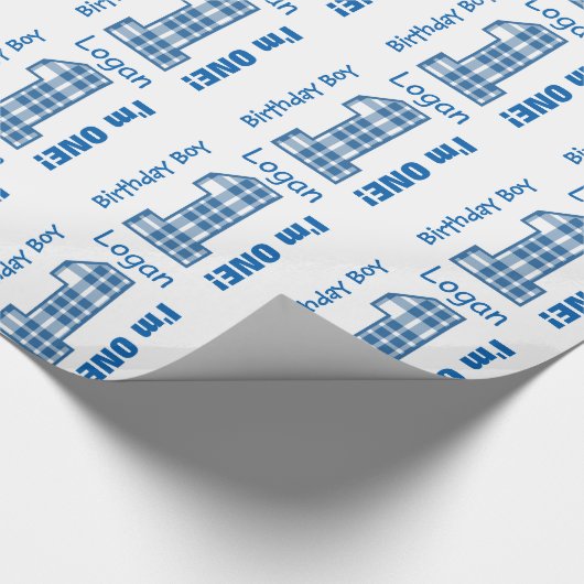 1歳の男の子プレイド1歳のカスタムB3AZ1 ラッピングペーパー (角)