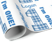 1歳の男の子プレイド1歳のカスタムB3AZ1 ラッピングペーパー (ロールコーナー)