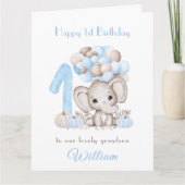 1歳の男の子秋カボチャ象バルーン カード (正面)