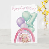 1歳の誕生日おめでとうカード カード (黄色い花)
