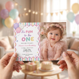 1歳の誕生日おめでとうガール 招待状