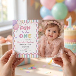 1歳の誕生日おめでとうガール 招待状 写真入り