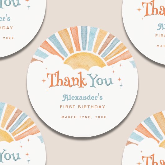 1歳の誕生日おめでとうサンシャイン ラウンドシール