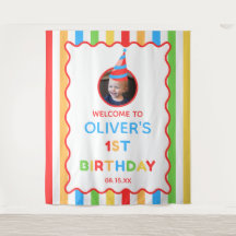 1歳の誕生日おめでとうフォトバックドロップ