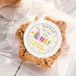 1歳の誕生日おめでとう!かわいい男の子 ラウンドシール