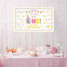 1歳の誕生日おめでとう!かわいい男の子 横断幕