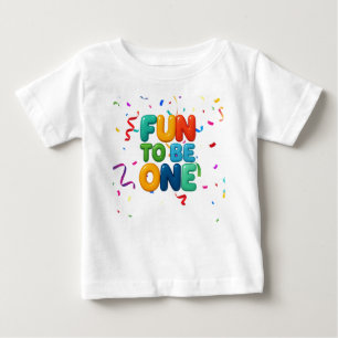 1歳の誕生日おめでとう カラフルな紙吹雪 ベビーTシャツ