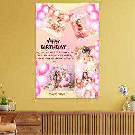 1歳の誕生日おめでとう！バースデーコラージュ キャンバスプリント