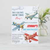 1歳の誕生日おめでとう!パーソナルボーイ飛行機 招待状 (スタンド正面)