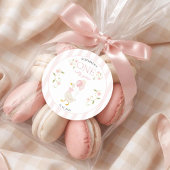 1歳の誕生日おめでとう ピンクのかわいいガールガチョウ ラウンドシール