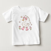 1歳の誕生日おめでとう！ピンクのガールズシリーガチョ ベビーTシャツ (正面)