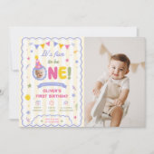 1歳の誕生日おめでとう フォトボーイ 招待状 (正面)