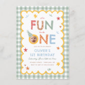1歳の誕生日おめでとう フォト カラフル 招待状 (正面)