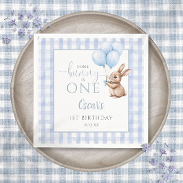 1歳の誕生日おめでとう ブルーバルーンのうさぎ スタンダードカクテルナプキン