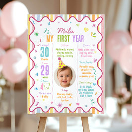 1歳の誕生日おめでとう マイルストーンサイン ポスター