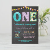 1歳の誕生日おめでとう! 女の子の初めての誕生日 招待状 (スタンド正面)