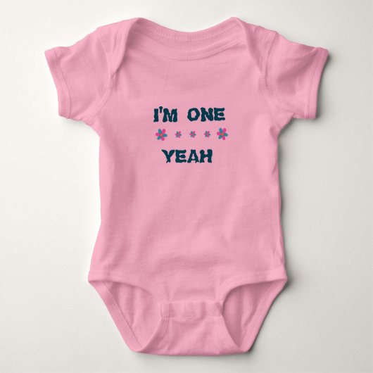 1歳の誕生日おめでとう 女の子 ピンク ベビーボディスーツ (正面)