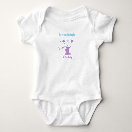 1歳の誕生日おめでとう 女の子 ベビーボディスーツ (正面)