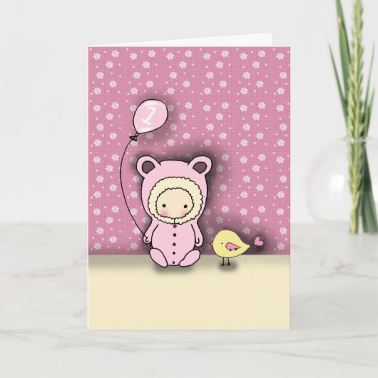 1歳の誕生日おめでとう 女の赤ちゃん カード (正面)