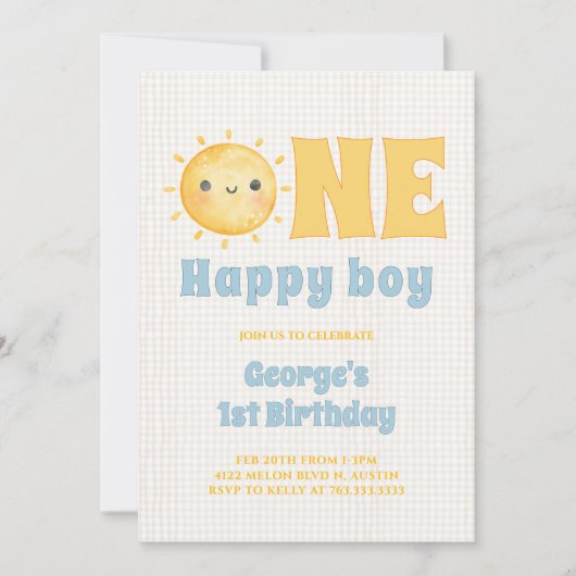 1歳の誕生日おめでとう! 招待状 (正面)