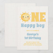 1歳の誕生日おめでとう! 招待状 (正面/裏面)