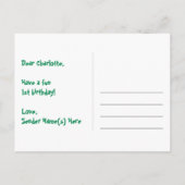 1歳の誕生日おめでとう!楽しい星の模様と虹1、名前入り ポストカード (裏面)