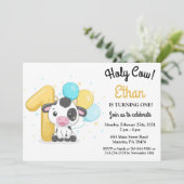 1歳の誕生日おめでとう 牛の誕生日招待状 招待状 (スタンド正面)