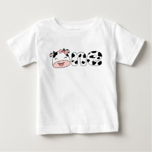 1歳の誕生日おめでとう 牛 かわいい ガールズ パーティー ベビーTシャツ