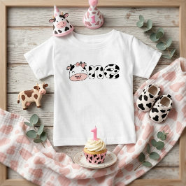 1歳の誕生日おめでとう 牛 かわいい ガールズ パーティー ベビーTシャツ