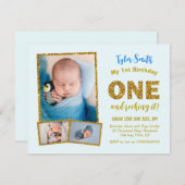 1歳の誕生日おめでとう！男の子の初めての誕生日 招待状 (正面/裏面)