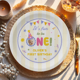 1歳の誕生日おめでとう!男の子フォト ペーパープレート