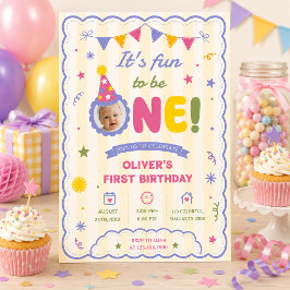 1歳の誕生日おめでとう!男の子フォト 招待状