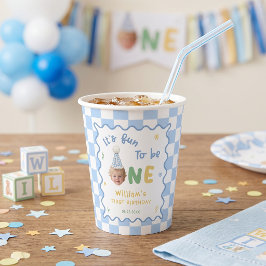 1歳の誕生日おめでとう!男の子用ペーパークリップ 紙コップ