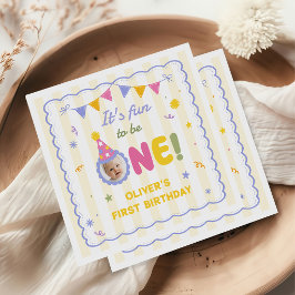 1歳の誕生日おめでとう!男の子 スタンダードカクテルナプキン