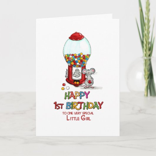 1歳の誕生日おめでとう、1歳の特別小さな女の子 カード (正面)