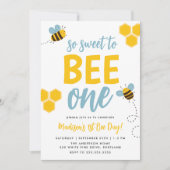 1歳の誕生日おめでとう！Bee Day 招待状 (正面)