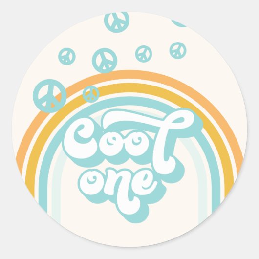 1歳の誕生日おめでとう Cool One Boy ラウンドシール (正面)