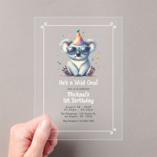 1歳の誕生日おめでとう! He's a Wild One アクリル招待状 (インサイチュ (ポータブル))
