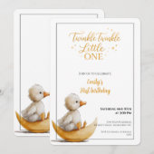 1歳の誕生日おめでとう Twinkle Twinkle Little One 招待状 (正面/裏面)