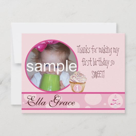 1歳の誕生日お礼カード サンキューカード (正面)