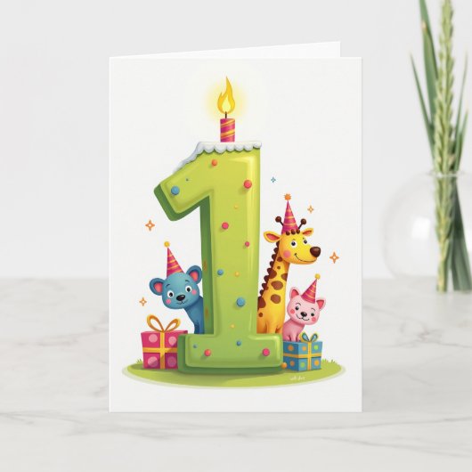 1歳の誕生日お祝いカード カード (正面)